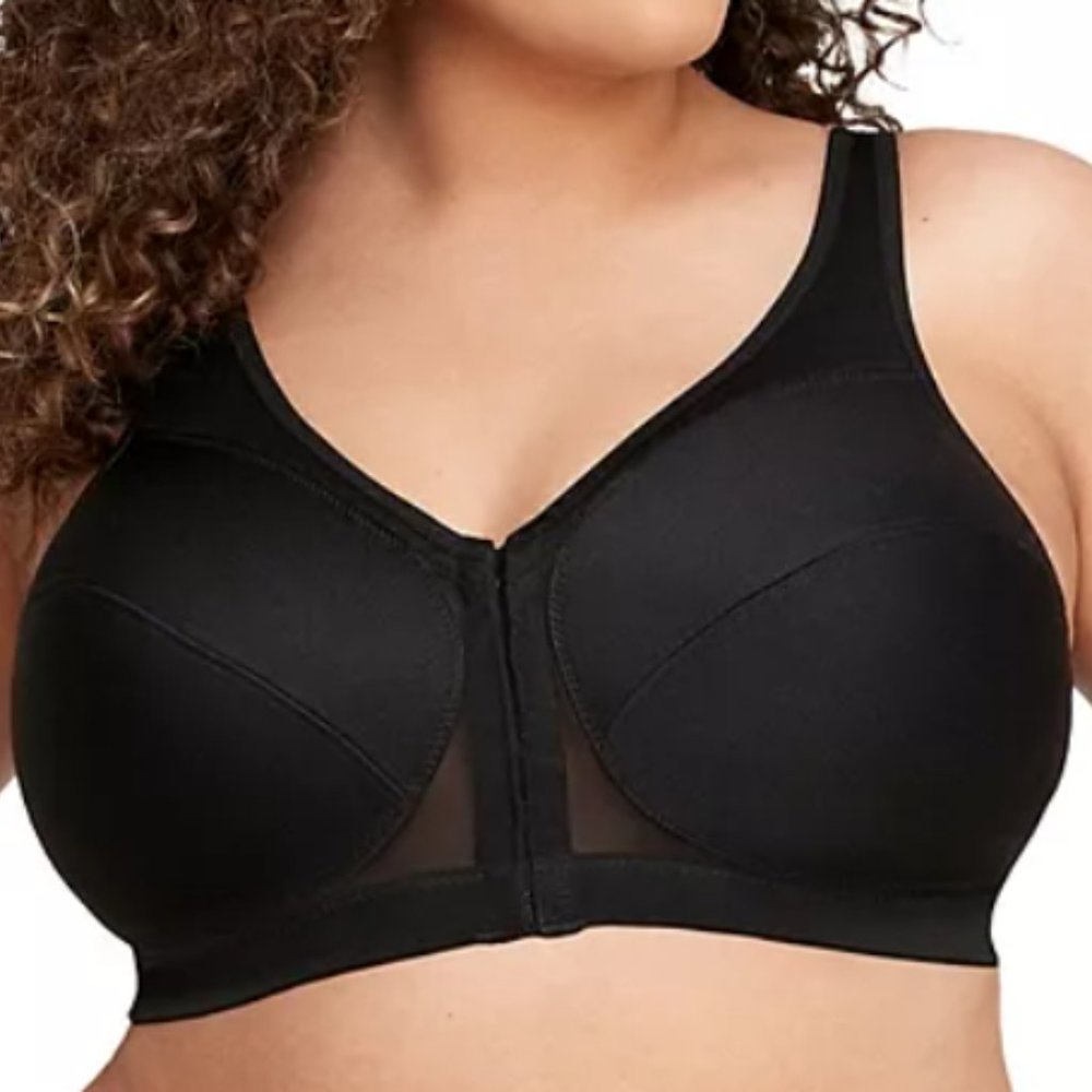 Glamorise Full-Figure MagicLift Front Close Back Support Bra Black 58K NWOT